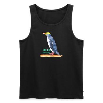 Meer geht immer - Pinguin! - Männer Premium Bio Tank Top - Schwarz - Vorne - Michal (187cm)