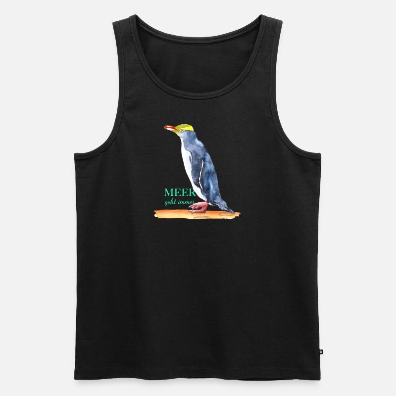 Meer geht immer - Pinguin! - Männer Premium Bio Tank Top - Schwarz