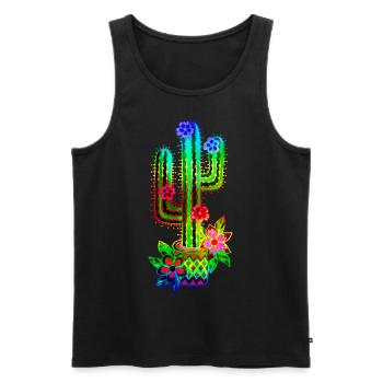 Cactus, Mexico, Old School, Retro, Tattoo Style - Men's Premium Organic Tank Top - black - Front - Michal (187cm)