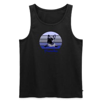 Frenchie, Chiens, Bully, Français Bulldog - Débardeur bio Premium Homme - noir - Devant - AI Model Male 178 light (178cm)