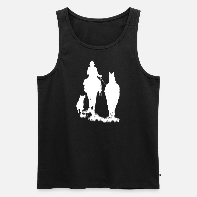 Pferde Heeler Silhouette - Männer Premium Bio Tank Top - Schwarz