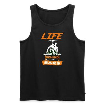 Fahrrad Life behind Bars - Männer Premium Bio Tank Top - Schwarz - Vorne - Michal (187cm)