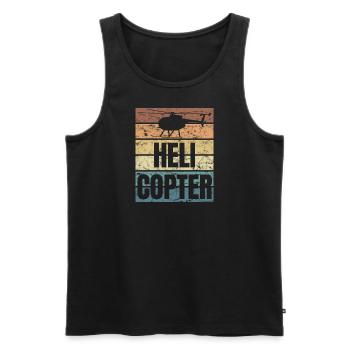 Helicopter Piloten Fliegen Leidenschaft Crunge - Männer Premium Bio Tank Top - Schwarz - Vorne - AI Model Male 178 light (178cm)