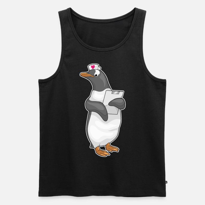 Pinguin Krankenschwester Stethoskope - Männer Premium Bio Tank Top - Schwarz