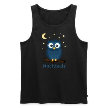 Nachteule Eule Nacht Sterne Mond - Männer Premium Bio Tank Top - Schwarz - Vorne - Michal (187cm)