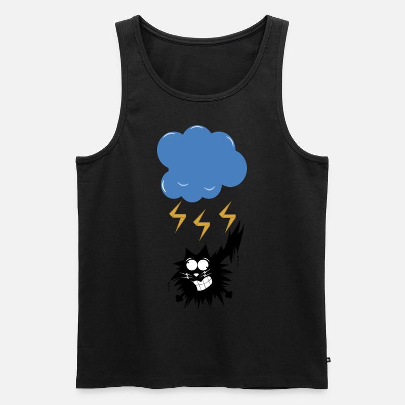 CAT STRUCK BY LIGHTNING - Männer Premium Bio Tank Top - Schwarz