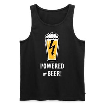 Powered By Beer! (Bier / Blitz / NEG) - Männer Premium Bio Tank Top - Schwarz - Vorne - AI Model Male 178 light (178cm)