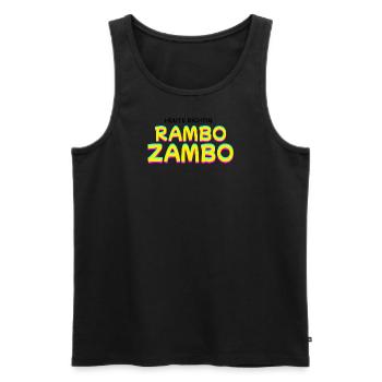 Heute Richtig: RAMBO ZAMBO - Männer Premium Bio Tank Top - Schwarz - Vorne - AI Model Male 178 light (178cm)