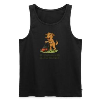 Alles muss man selber machen - Männer Premium Bio Tank Top - Schwarz - Vorne - AI Model Male 178 light (178cm)