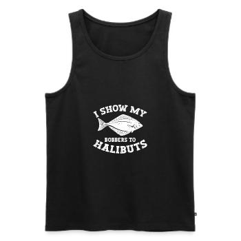 Fisherman Gear Halibut Fishing Accessories - Men's Premium Organic Tank Top - black - Front - AI Model Male 178 light (178cm)