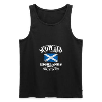 Highlands - Scotland Vintage Flag - Männer Premium Bio Tank Top - Schwarz - Vorne - Michal (187cm)