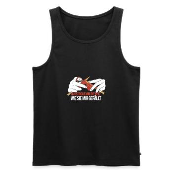 stricken knitting Spruch Welt stricken - Männer Premium Bio Tank Top - Schwarz - Vorne - AI Model Male 178 light (178cm)