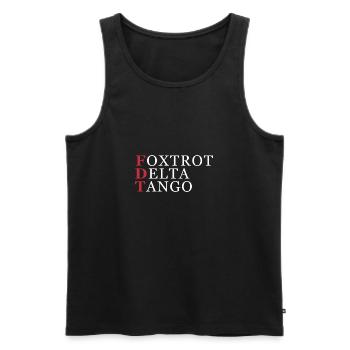 Foxtrot Delta Tango Millitary Alphabet - Men's Premium Organic Tank Top - black - Front - AI Model Male 178 light (178cm)