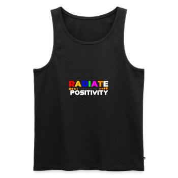 Radiate Positivity - Men's Premium Organic Tank Top - black - Front - AI Model Male 178 light (178cm)