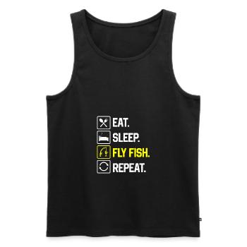 Eat Sleep Fly Fish Repeat Hobby Fisher Fishing Rod - Männer Premium Bio Tank Top - Schwarz - Vorne - Michal (187cm)