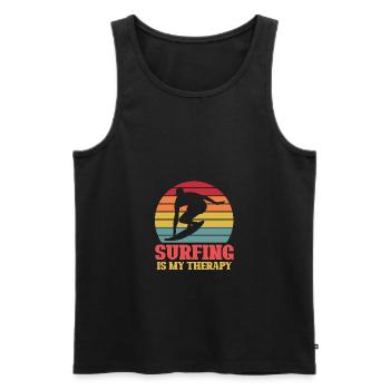 Surf Plage Surf Surf Été Océan Vagues Amour - Débardeur bio Premium Homme - noir - Devant - AI Model Male 178 light (178cm)