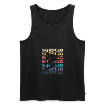 Surf Surfer Planche de surf Amateurs de surf Vacances à la plage - Débardeur bio Premium Homme - noir - Devant - AI Model Male 178 light (178cm)