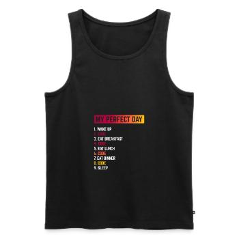 My Perfect Day Wake Up Code Software Developer Pro - Männer Premium Bio Tank Top - Schwarz - Vorne - Michal (187cm)