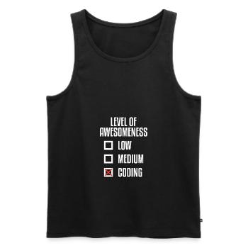 Level Of Awesomeness Low Medium Coding Programming - Männer Premium Bio Tank Top - Schwarz - Vorne - Michal (187cm)
