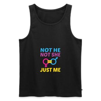 Not He Not She Just Me Lesbian Proud Rainbow Queer - Männer Premium Bio Tank Top - Schwarz - Vorne - Michal (187cm)