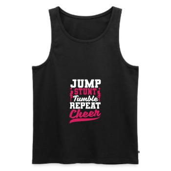 Jump Stunt Tumble Repeat Cheerleading Cheerleader - Männer Premium Bio Tank Top - Schwarz - Vorne - Michal (187cm)