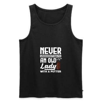 Never Underestimate And Old Lady With A Putter Gol - Männer Premium Bio Tank Top - Schwarz - Vorne - Michal (187cm)