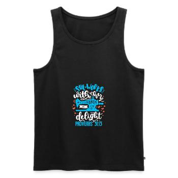 She Works With There Hands Delight Proverbs Knitti - Männer Premium Bio Tank Top - Schwarz - Vorne - Michal (187cm)