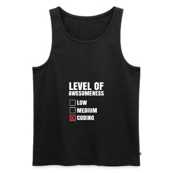 Level Of Awesomeness Low Medium Coding Programming - Männer Premium Bio Tank Top - Schwarz - Vorne - Michal (187cm)