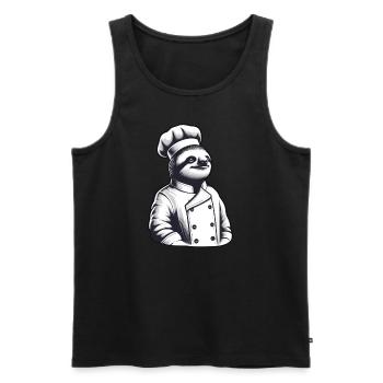 Fier chef paresseux : maître de la cuisine - Débardeur bio Premium Homme - noir - Devant - Michal (187cm)