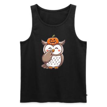 Mignon Halloween Harfang des neiges Citrouille Octobre Dessin animé - Débardeur bio Premium Homme - noir - Devant - Michal (187cm)
