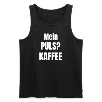 Mein Puls? Kaffee - Männer Premium Bio Tank Top - Schwarz - Vorne - Michal (187cm)