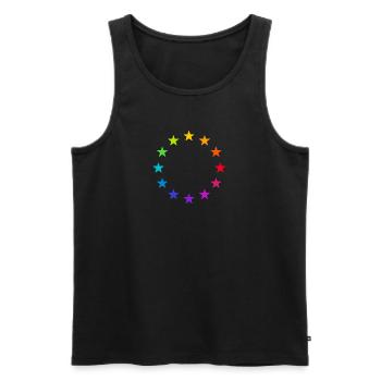 Europa EU Farbige Bunte Sterne Regenbogen Zeichen - Männer Premium Bio Tank Top - Schwarz - Vorne - AI Model Male 178 light (178cm)