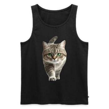 Exotische Kurzhaarkatze - Männer Premium Bio Tank Top - Schwarz - Vorne - AI Model Male 178 light (178cm)