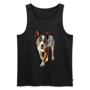 Australischer Treibhund - Männer Premium Bio Tank Top - Schwarz - Vorne - AI Model Male 178 light (178cm)