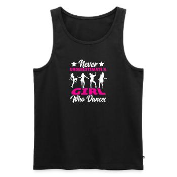 Never underestimate a girl dancing - Men's Premium Organic Tank Top - black - Front - AI Model Male 178 light (178cm)