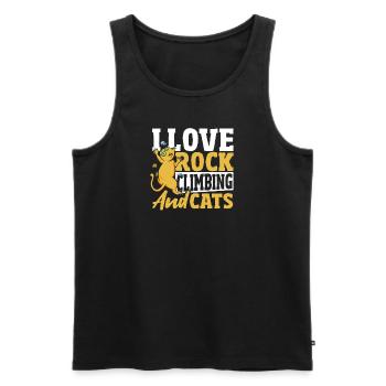 Kletterer Ich liebe Felsklettern und Katzen - Männer Premium Bio Tank Top - Schwarz - Vorne - Michal (187cm)