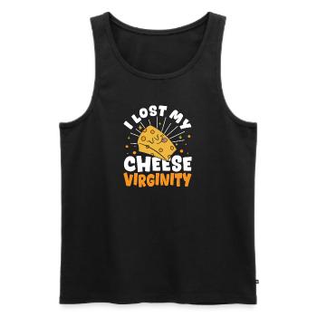 Fromage Mozzarella Fromage Cheddar Amateurs de fromage - Débardeur bio Premium Homme - noir - Devant - AI Model Male 178 light (178cm)