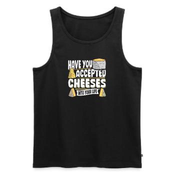 Parmesan Gouda Included Cheese In Her Life - Men's Premium Organic Tank Top - black - Front - AI Model Male 178 light (178cm)