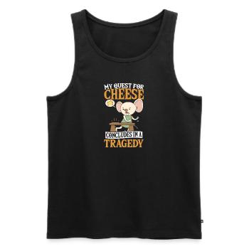 Brie Blue Cheese My Search for Cheese - Men's Premium Organic Tank Top - black - Front - AI Model Male 178 light (178cm)