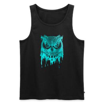 Süße, künstlerische Eule, Tierwelt, bunte Vögel, - Männer Premium Bio Tank Top - Schwarz - Vorne - Michal (187cm)