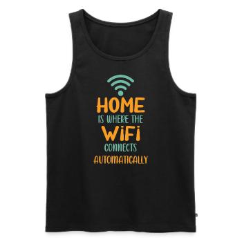 Zuhause ist, wo sich das WLAN automatisch verbindet - Männer Premium Bio Tank Top - Schwarz - Vorne - AI Model Male 178 light (178cm)
