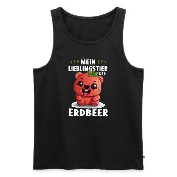 Lustige Sprüche Erdbeere Früchte - Männer Premium Bio Tank Top - Schwarz - Vorne - Michal (187cm)