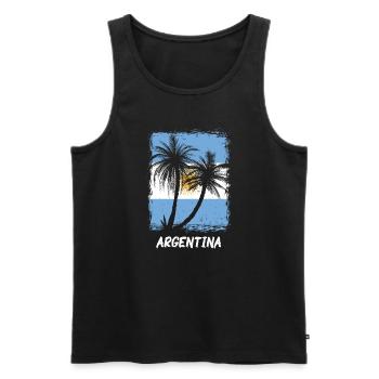 Drapeau de l’Argentine Amérique du Sud Drapeau de l’Argentine - Débardeur bio Premium Homme - noir - Devant - Michal (187cm)