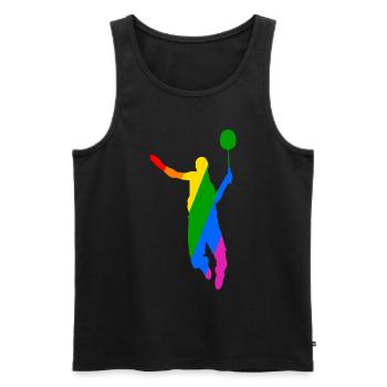 Conception de tennis de badminton arc-en-ciel - Débardeur bio Premium Homme - noir - Devant - Michal (187cm)