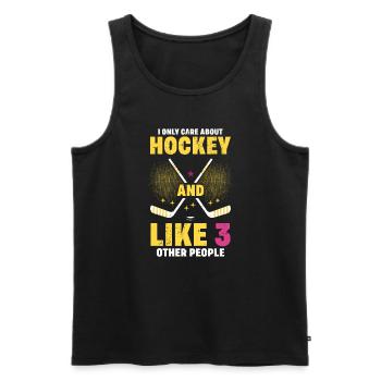 Je ne me soucie que du hockey et j’aime 3 autres personnes - Débardeur bio Premium Homme - noir - Devant - Michal (187cm)