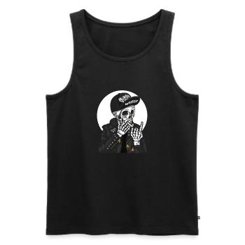 Bis zum letzten Atemzug. Smoke Skull - Männer Premium Bio Tank Top - Schwarz - Vorne - Michal (187cm)