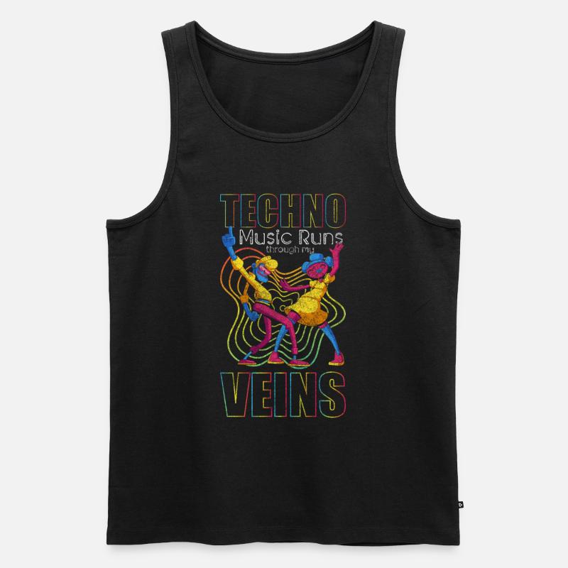 Techno Dj Minimal - Männer Premium Bio Tank Top - Schwarz