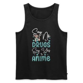 Anime Comic Senpai Waifu - Men's Premium Organic Tank Top - black - Front - AI Model Male 178 light (178cm)