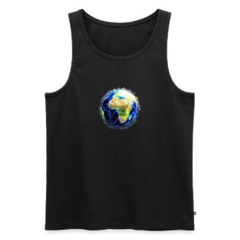 World Globe brightly glowing - Men's Premium Organic Tank Top - black - Front - AI Model Male 178 light (178cm)