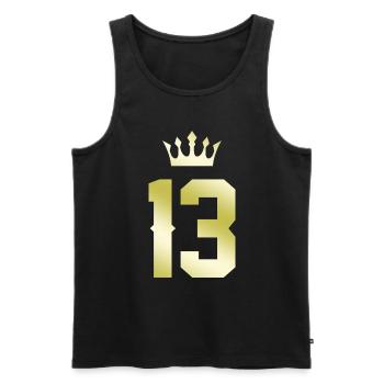 13 Zahl Krone - Männer Premium Bio Tank Top - Schwarz - Vorne - Michal (187cm)
